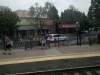 Cyclist at Redwood City Caltrain stop